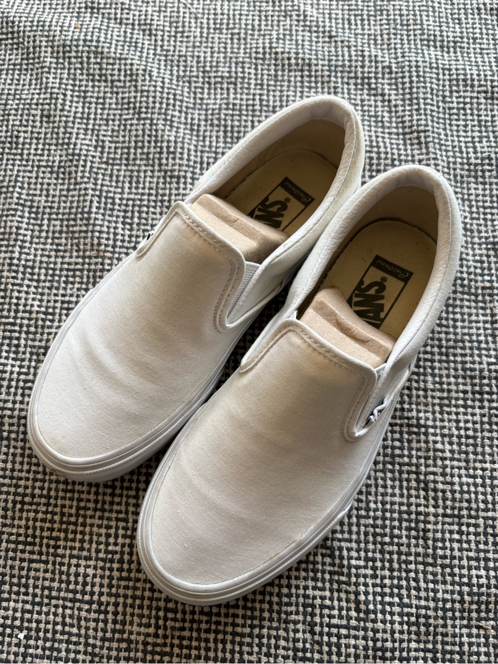 Vans White Canvas Slip On 8.5